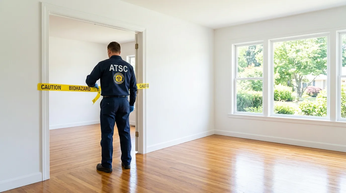 Certified biohazard cleanup crew performing Decomposition Cleanup in Morrisville